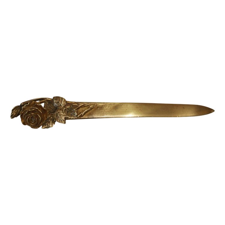 Papierbecher aus vergoldeter Bronze mit Rosendekor, signiert E. Famin, um 1900