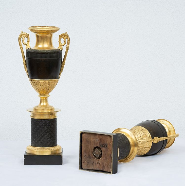 Pair of Charles X cassolettes, France, early 19th century.