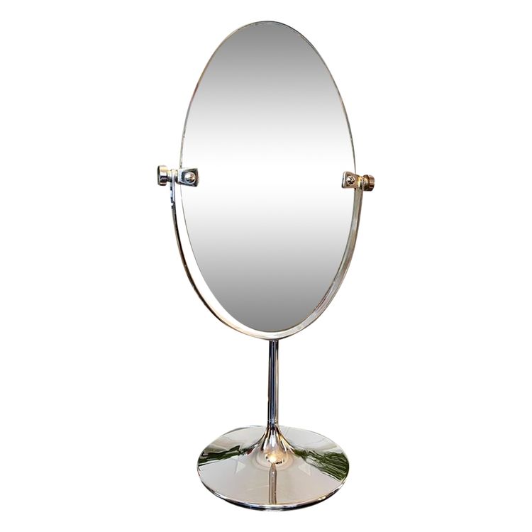 Miroir De Table Double Face - Pied Tulipe En Métal Chromé - Graeter Vitra - Vintage