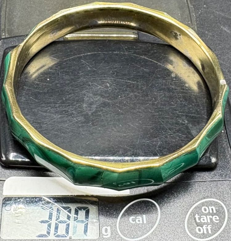 FASCIA IN METALLO PLACCATO ORO E MALAKITE