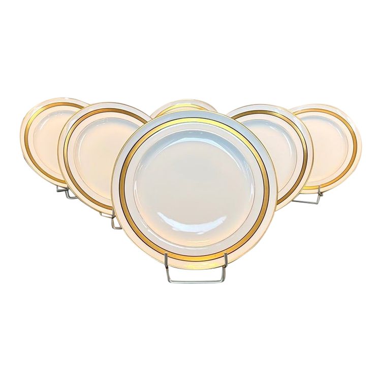 Assiettes à Dessert En Porcelaine De Limoges - Blanc Et Or