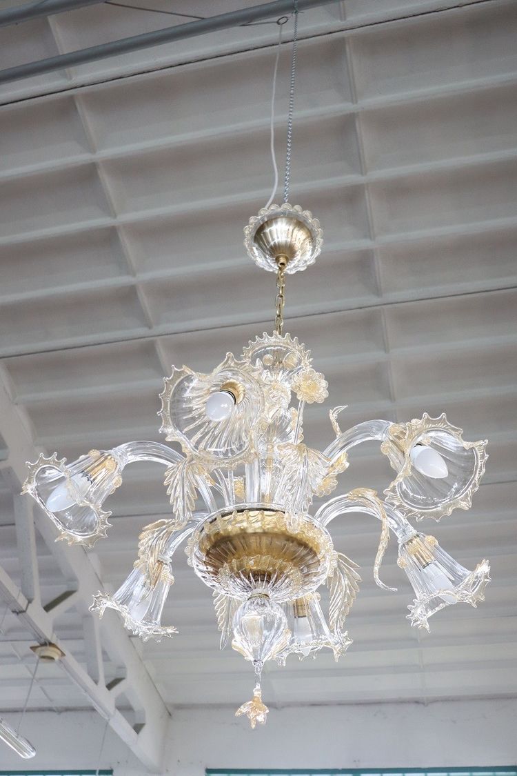 Late 20th Century Transparent Murano Glass Chandelier by La Murrina