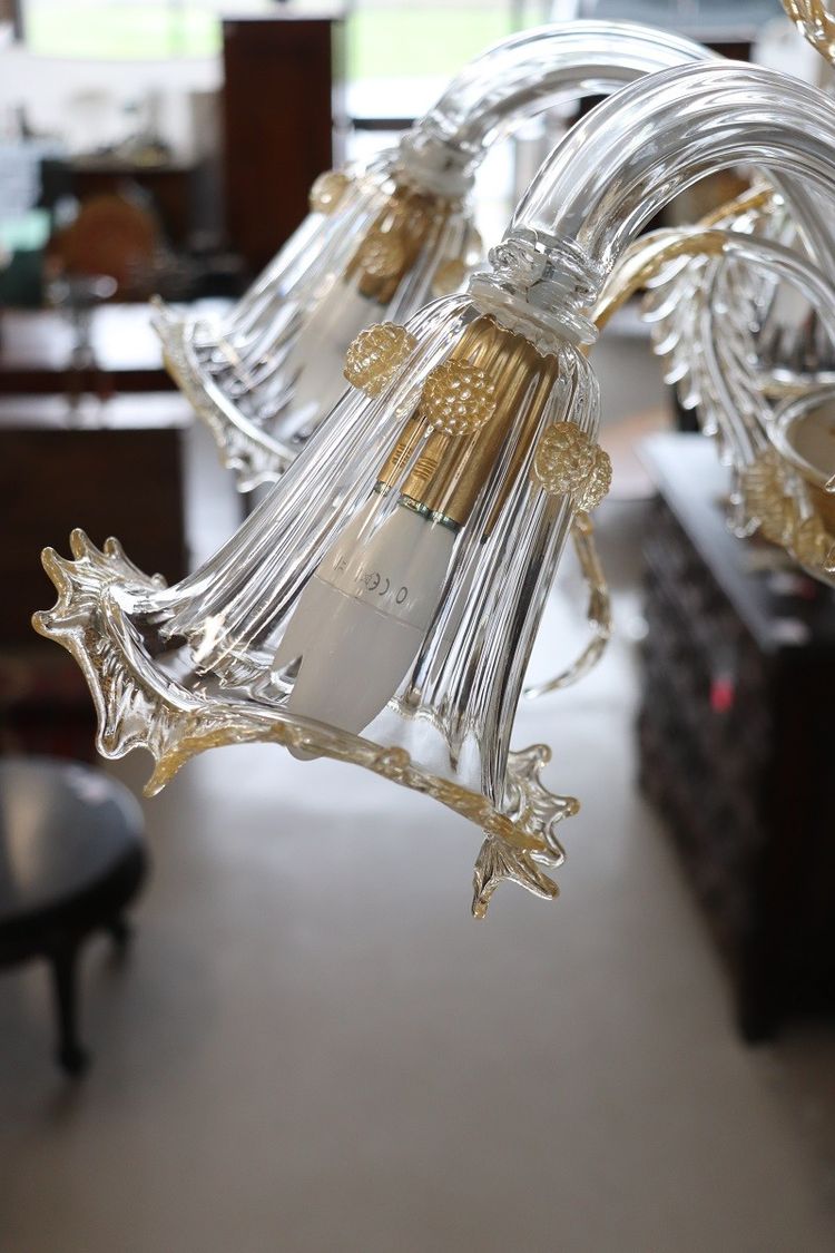 Late 20th Century Transparent Murano Glass Chandelier by La Murrina