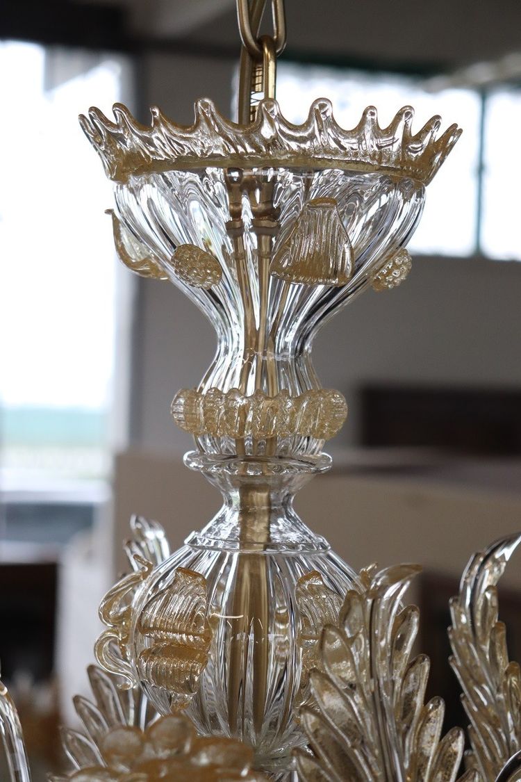 Late 20th Century Transparent Murano Glass Chandelier by La Murrina