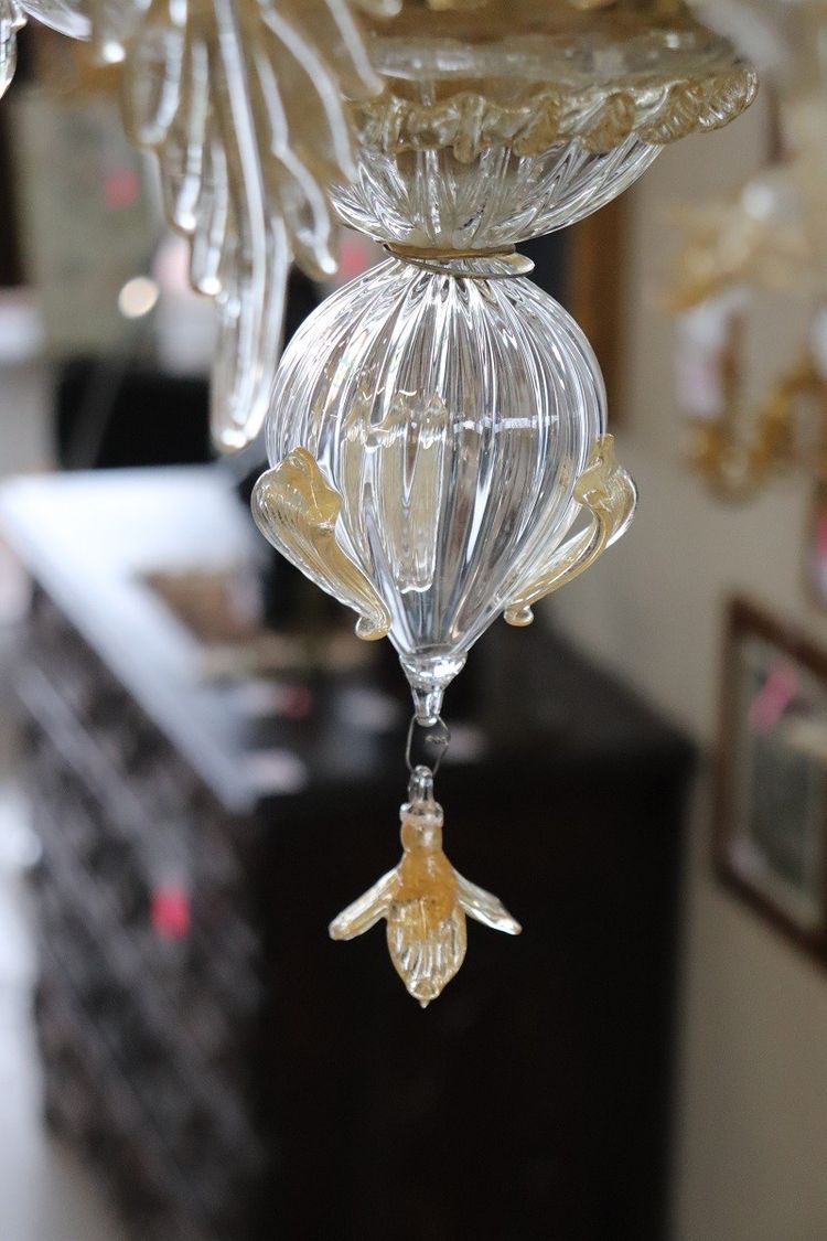 Late 20th Century Transparent Murano Glass Chandelier by La Murrina