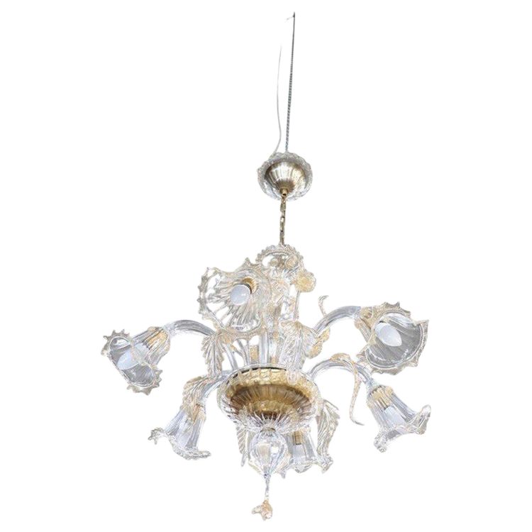 Late 20th Century Transparent Murano Glass Chandelier by La Murrina