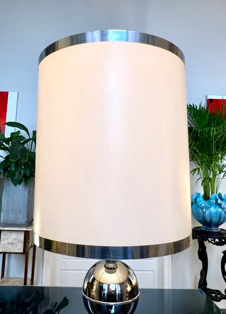 Lampe De Salon En Métal Chromé - Space Age - Luminaire Vintage