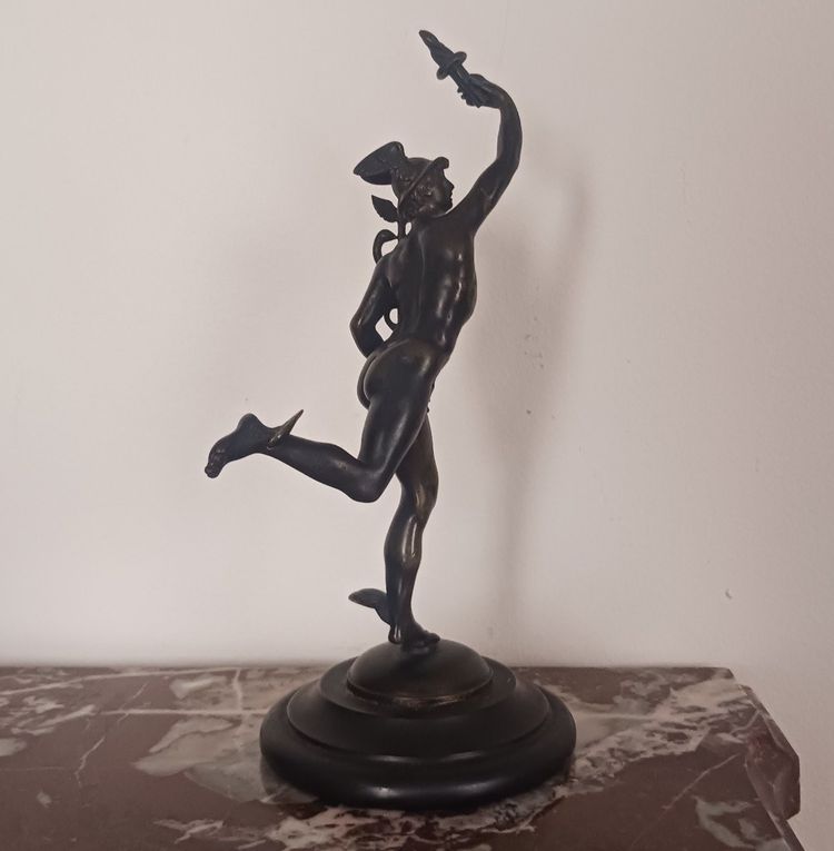 Souvenir du Grand Tour - Jean de Bologne, dopo - Mercurio con caduceo in bronzo
