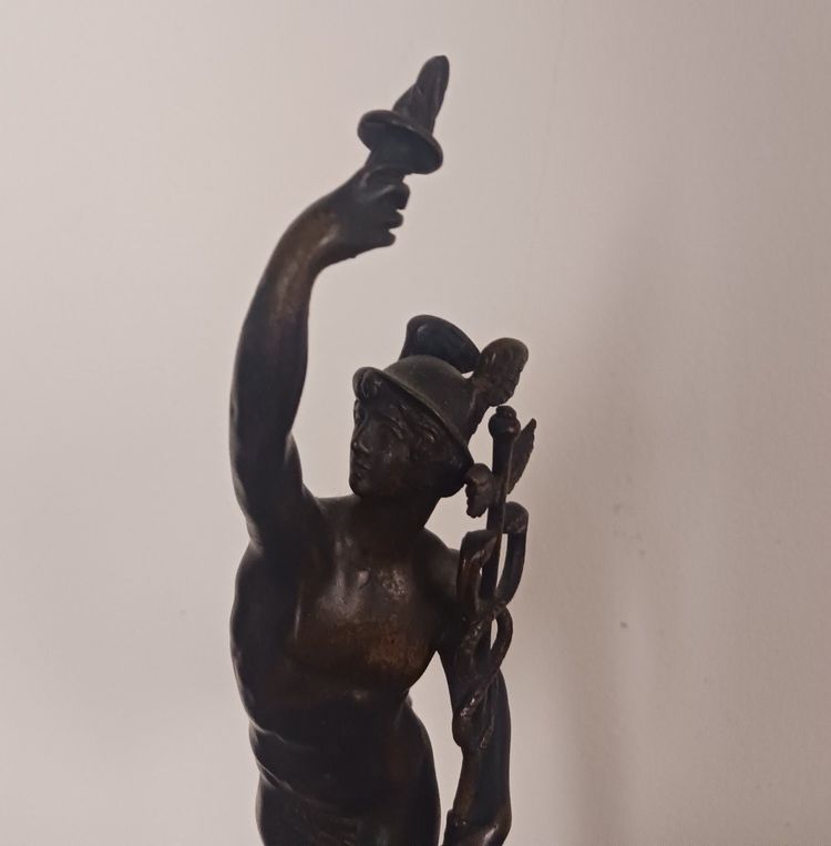 Souvenir du Grand Tour - Jean de Bologne, dopo - Mercurio con caduceo in bronzo