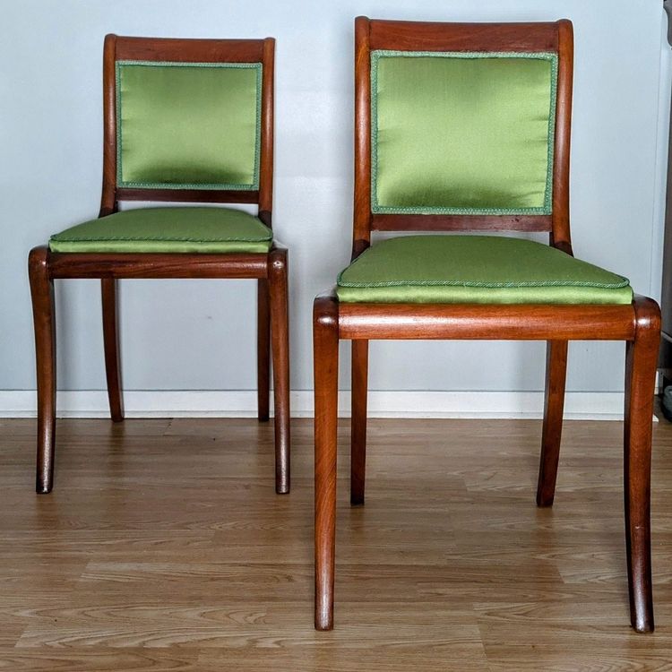 Jacob Desmalter - pair of English-style chairs - mahogany and silk Lelièvre