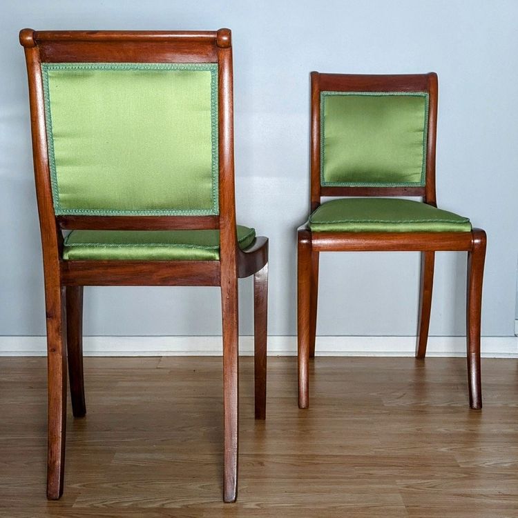 Jacob Desmalter - pair of English-style chairs - mahogany and silk Lelièvre