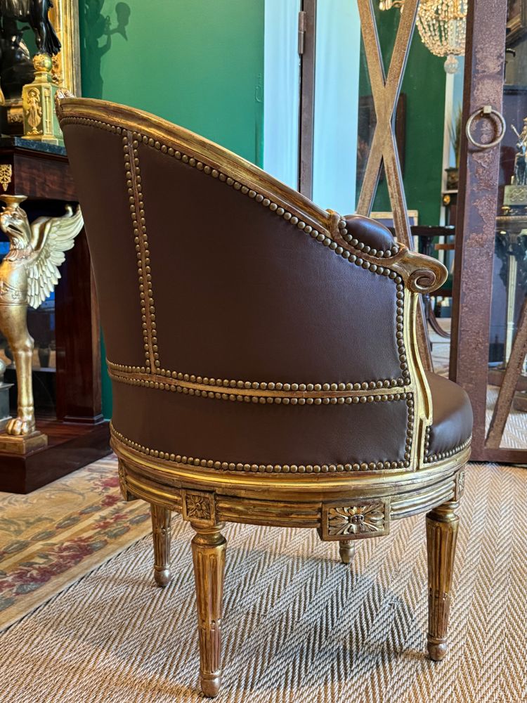 Sulpice BRIZARD, exceptional Louis XVI period stamped swivel armchair