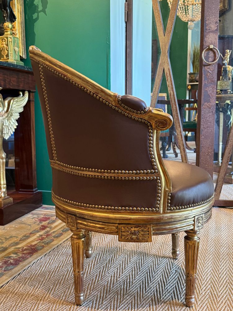 Sulpice BRIZARD, exceptional Louis XVI period stamped swivel armchair