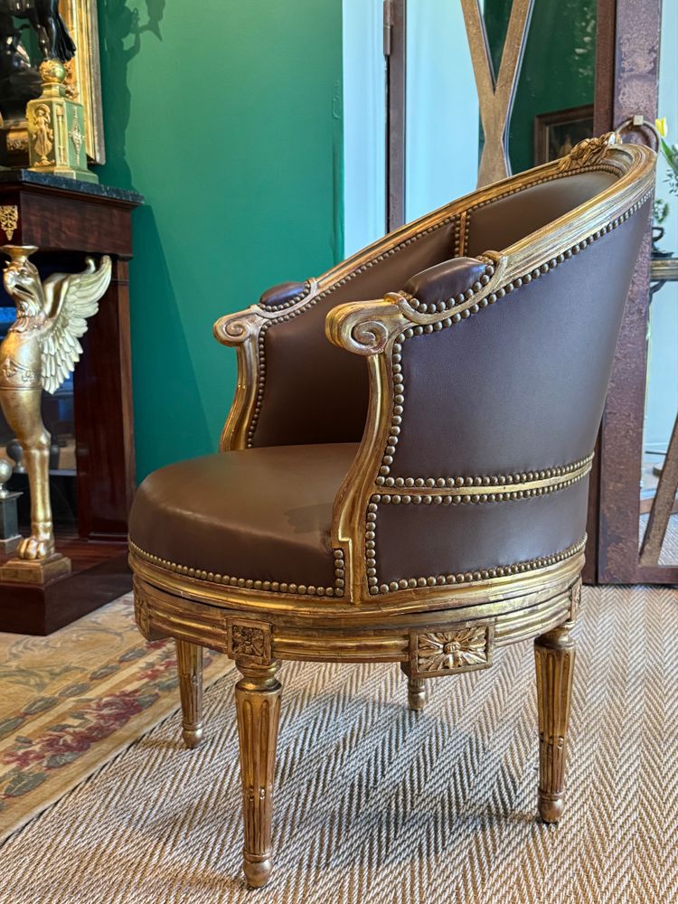Sulpice BRIZARD, exceptional Louis XVI period stamped swivel armchair