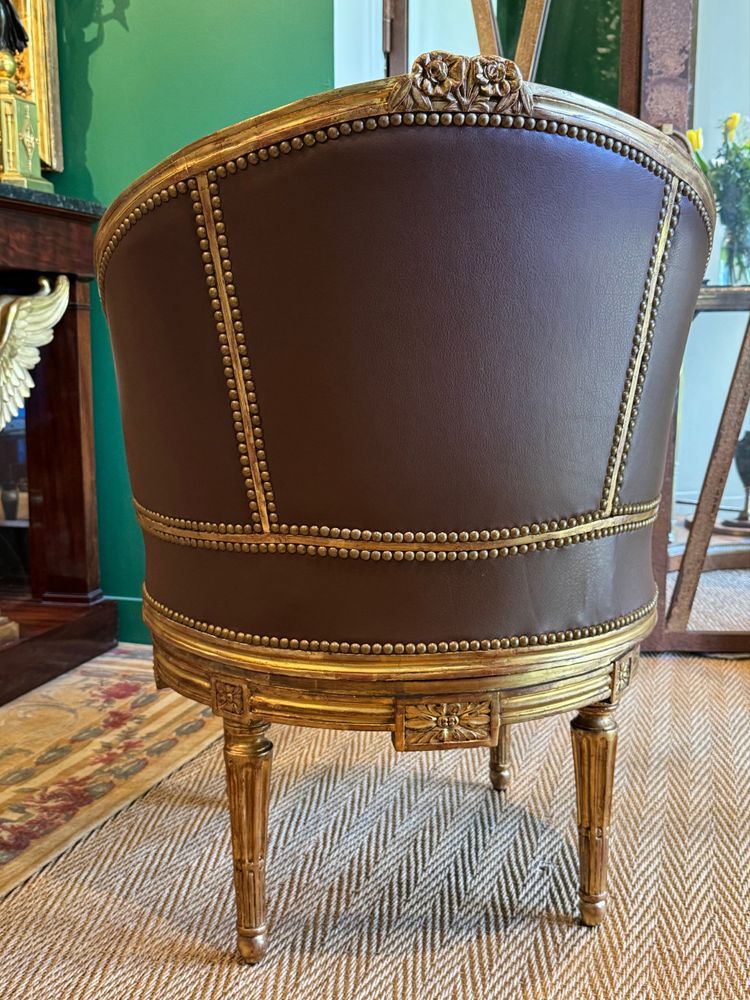 Sulpice BRIZARD, exceptional Louis XVI period stamped swivel armchair
