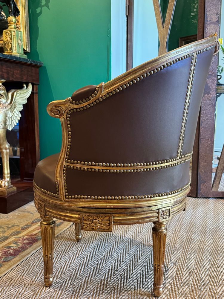 Sulpice BRIZARD, exceptional Louis XVI period stamped swivel armchair