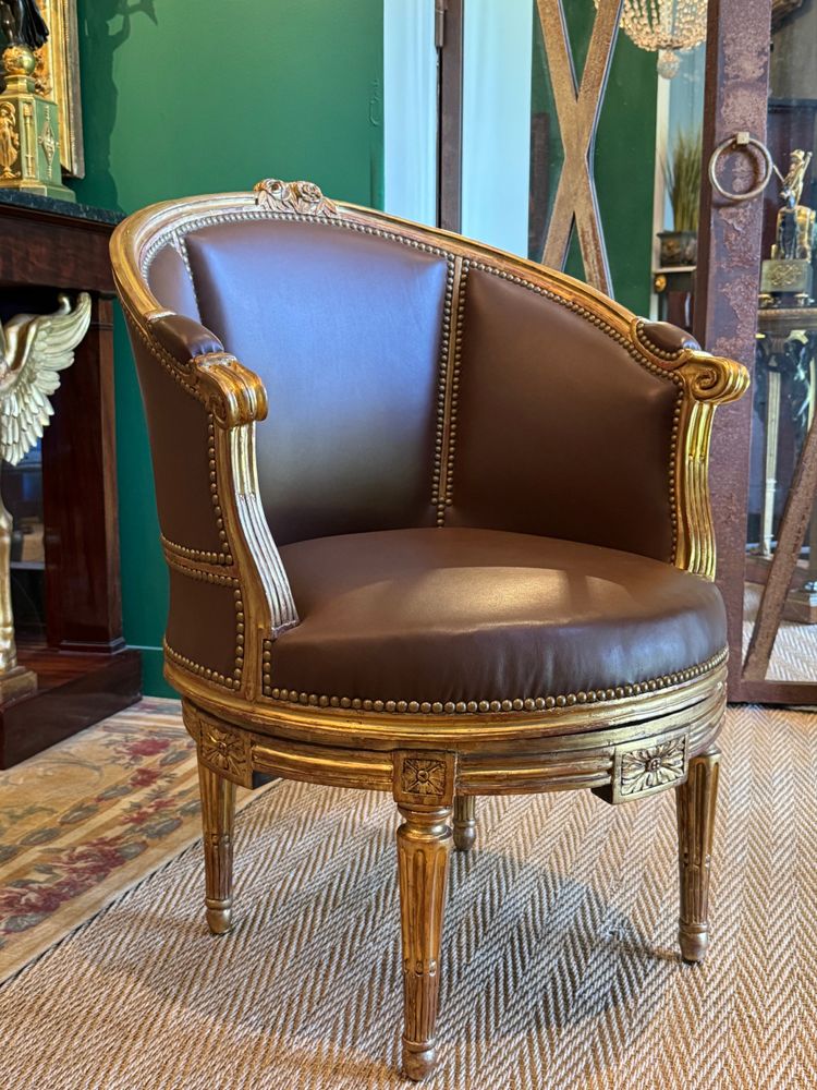 Sulpice BRIZARD, exceptional Louis XVI period stamped swivel armchair