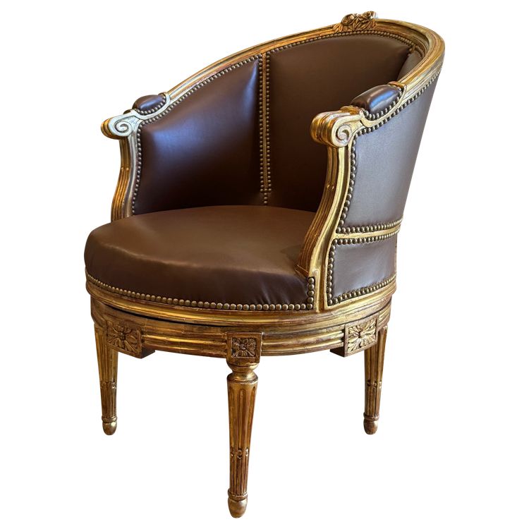 Sulpice BRIZARD, exceptional Louis XVI period stamped swivel armchair