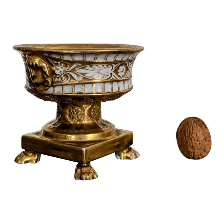 Darte Frères - piccolo calamaio Impero, Restauro - porcellana dorata