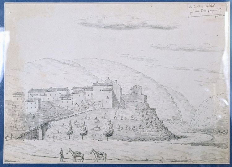 Drawing of the Spanish campaign under Louis XVIII - dated and localized