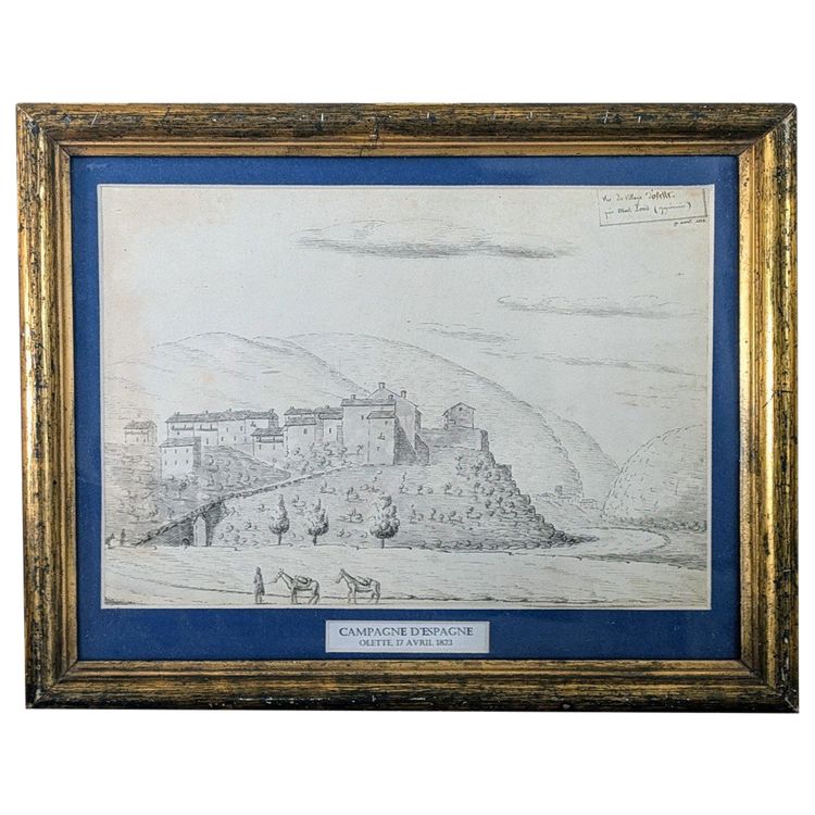 Drawing of the Spanish campaign under Louis XVIII - dated and localized
