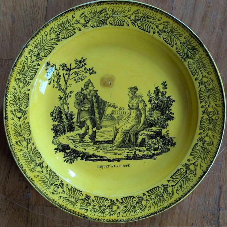 Montereau circa 1825-1833 - 6 fine earthenware dessert plates - historicist decor