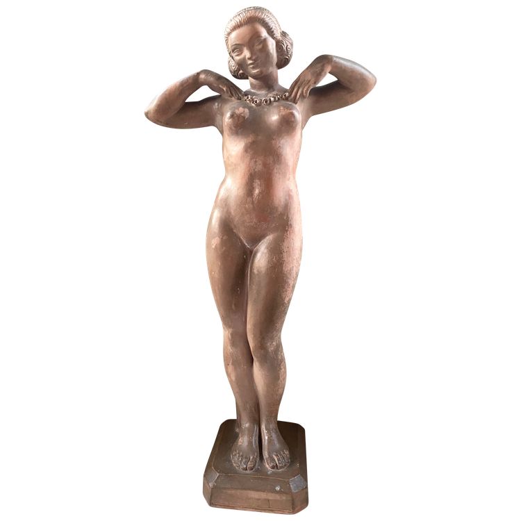Sculpture en terre cuite Art Déco. Nu féminin. Réal Pedretti. 1934.
