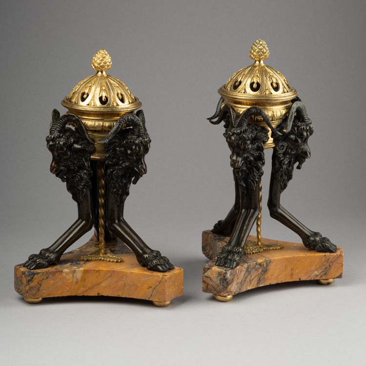 Pair of Empire Period Tripod Candlesticks, 19th Century