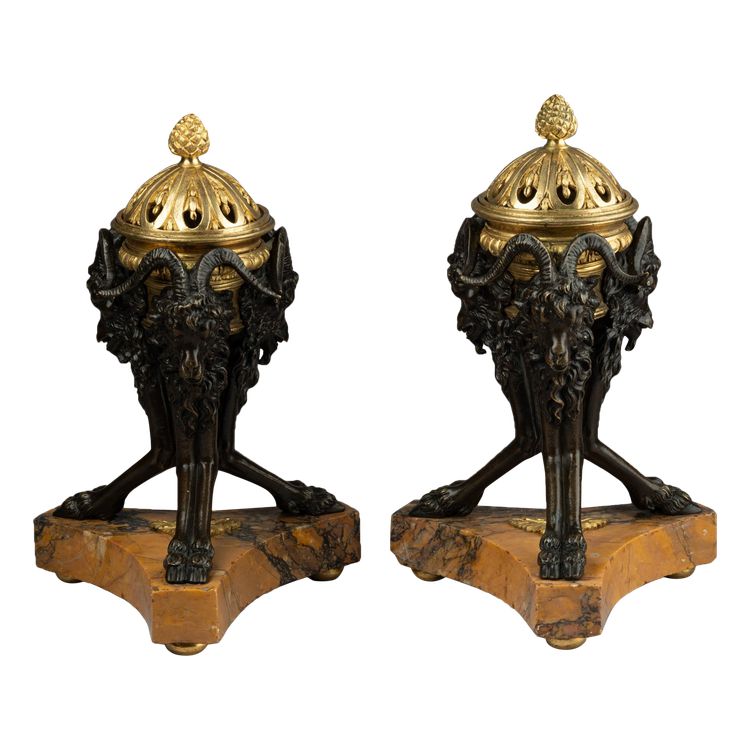 Pair of Empire Period Tripod Candlesticks, 19th Century