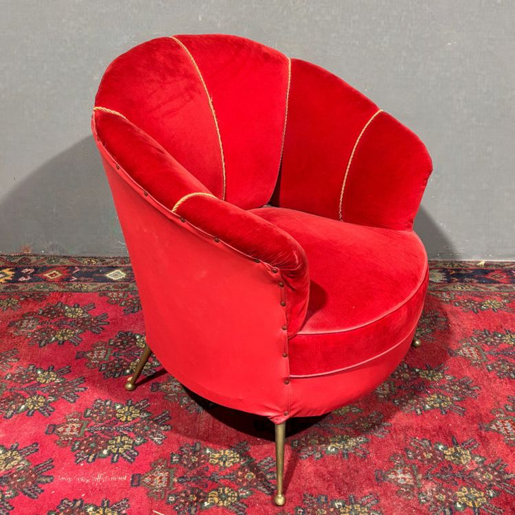 Fauteuil design années 50 en velours