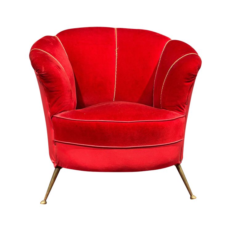 Fauteuil design années 50 en velours
