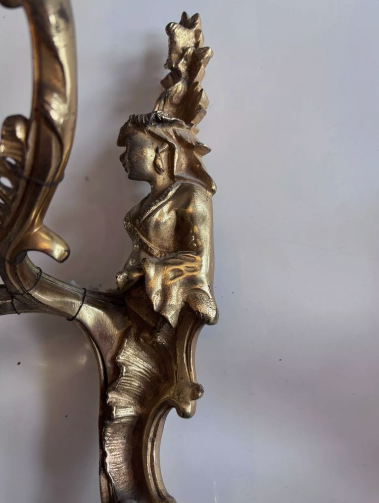 Grandes appliques XIXème aux Chinois en bronze doré & Ciselé. Hauteur 48cm