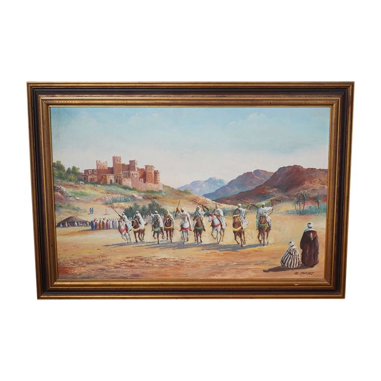 Émile JANTET,  Fantasia orientaliste,  Huile sur bois
