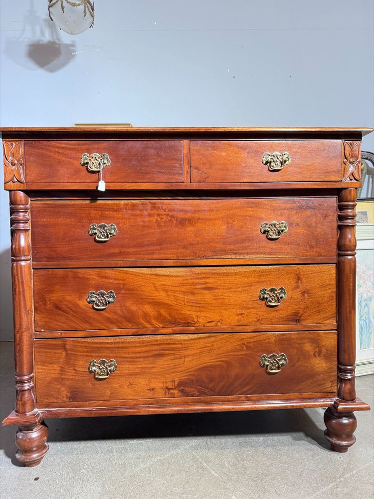 Commode ancienne George III, acajou anglais, fin du 19ème siècle, 101x105x55 cm