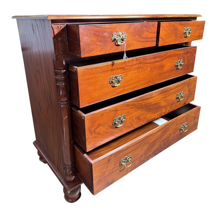 Commode ancienne George III, acajou anglais, fin du 19ème siècle, 101x105x55 cm
