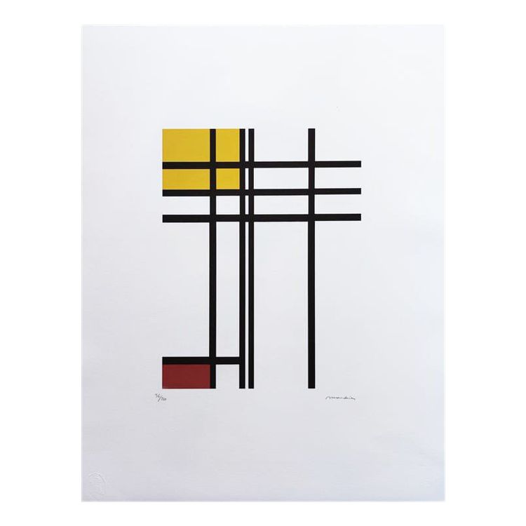 1970s Gorgeous After Piet Mondrian "Opposition of Lines" Limited Edition Lithograph