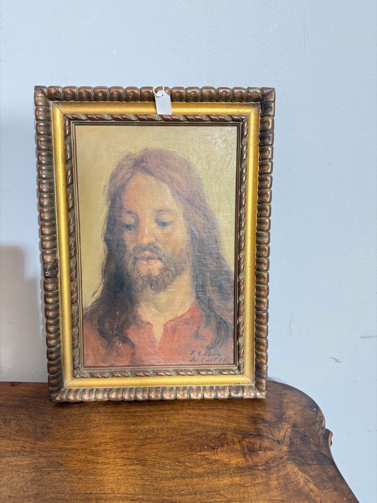 Peinture à l'huile ancienne représentant Jésus, 1950/60 par Francesco Filosa Castellammare di Stabia, 37x27