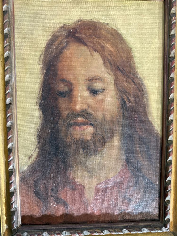 Peinture à l'huile ancienne représentant Jésus, 1950/60 par Francesco Filosa Castellammare di Stabia, 37x27