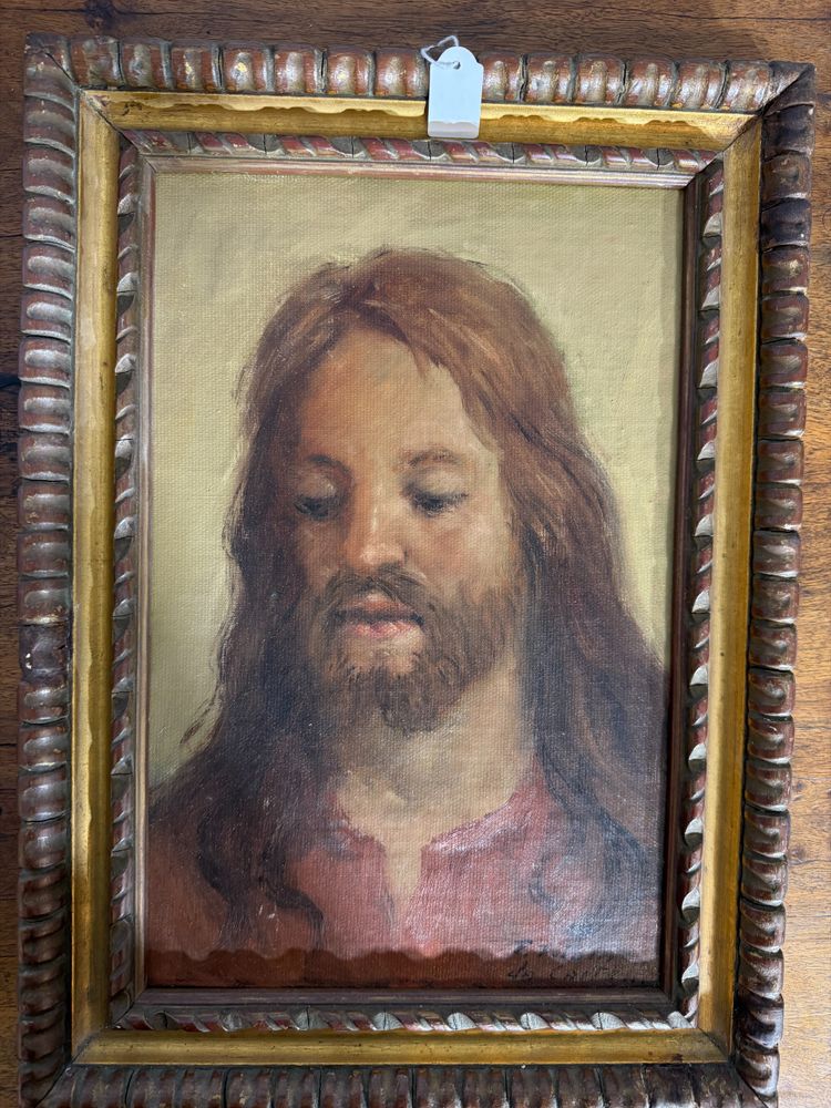 Peinture à l'huile ancienne représentant Jésus, 1950/60 par Francesco Filosa Castellammare di Stabia, 37x27