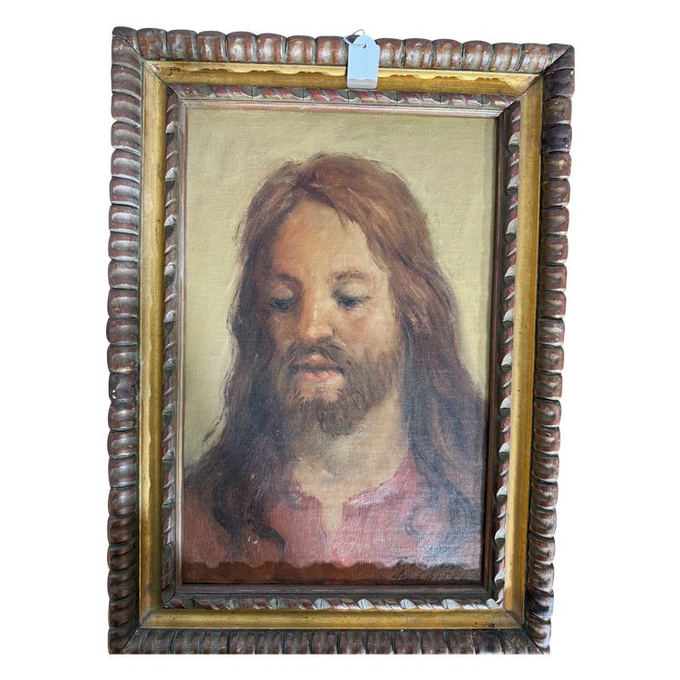 Peinture à l'huile ancienne représentant Jésus, 1950/60 par Francesco Filosa Castellammare di Stabia, 37x27