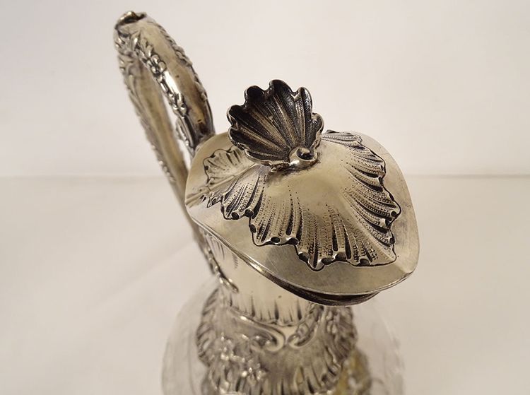 Aiguière Louis XV Cristal Massive argento Minerve H. Lapeyre Art Nouveau XIX secolo