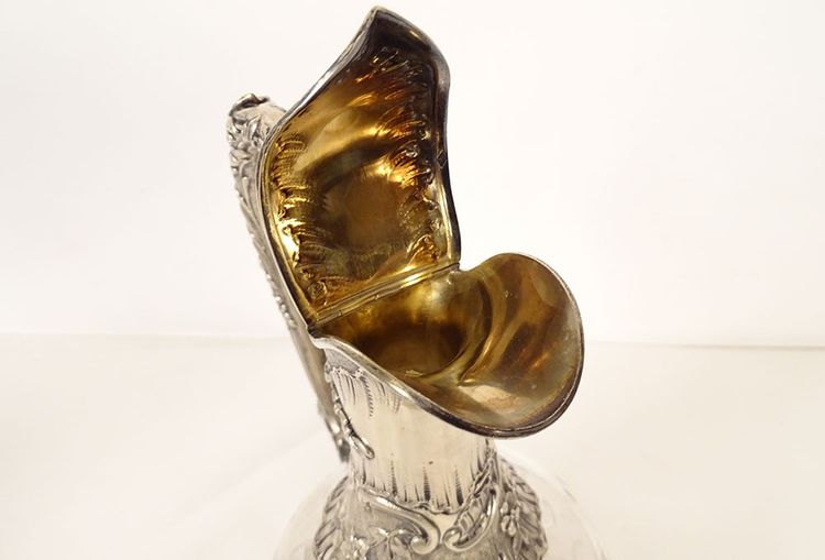 Aiguière Louis XV Cristal Massive argento Minerve H. Lapeyre Art Nouveau XIX secolo