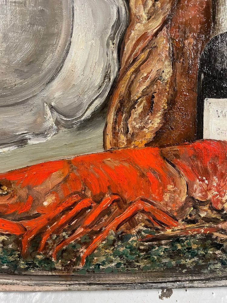 Nature Morte Au Homard - Huile Sur Toile Début XXème