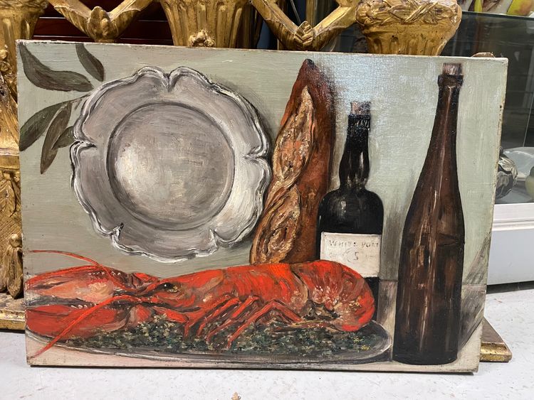 Nature Morte Au Homard - Huile Sur Toile Début XXème