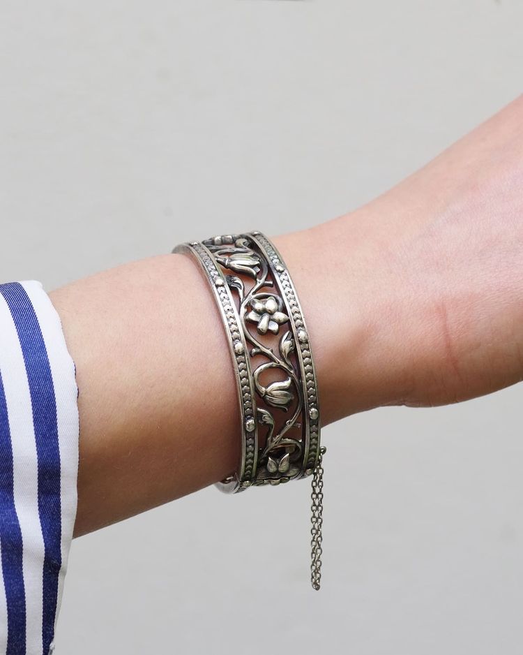 Bracciale Froment-Meurice, bracciale in argento e oro 18 carati, bracciale del XIX secolo, firmato Froment-Meurice