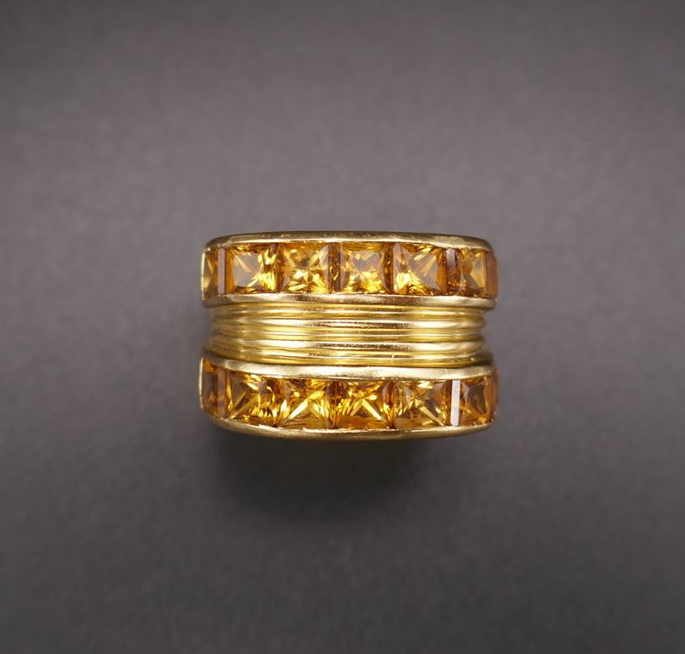 Fred, Bague Signée Ornée De Citrines, Or Jaune 18 Carats.