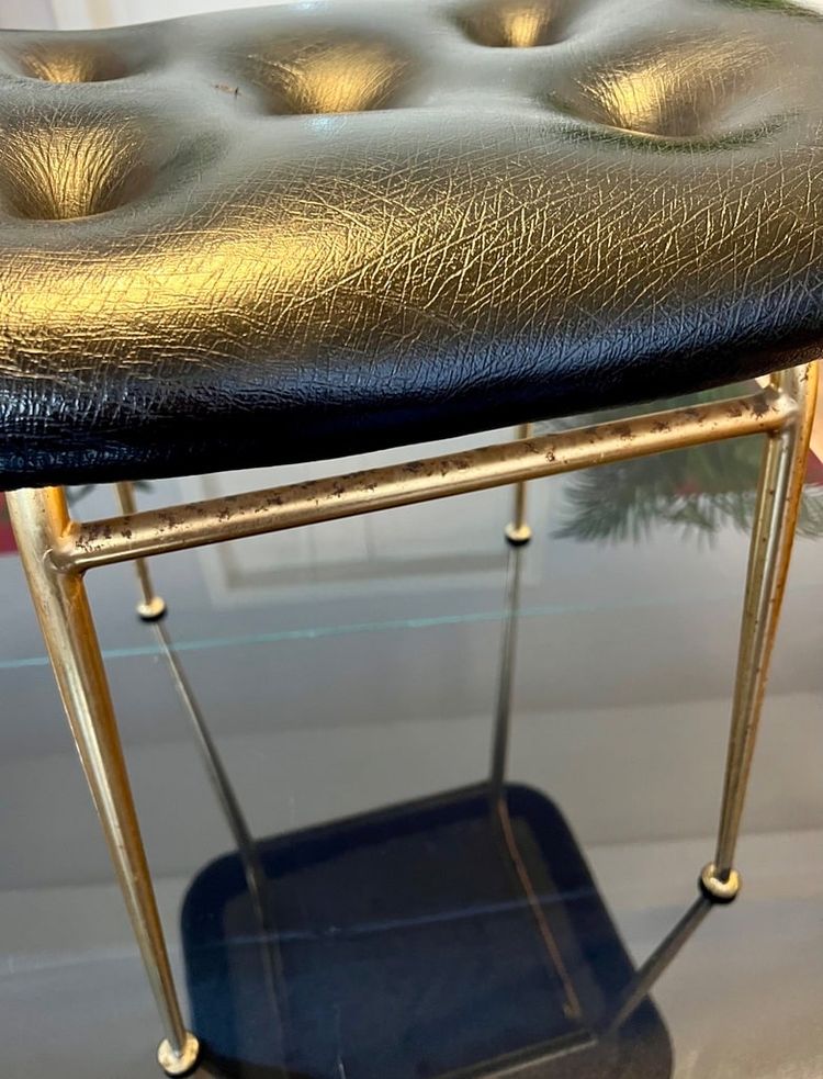 Vintage Leatherette Stool - similar to Louis Sognot 1950