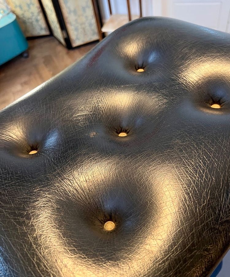 Vintage Leatherette Stool - similar to Louis Sognot 1950