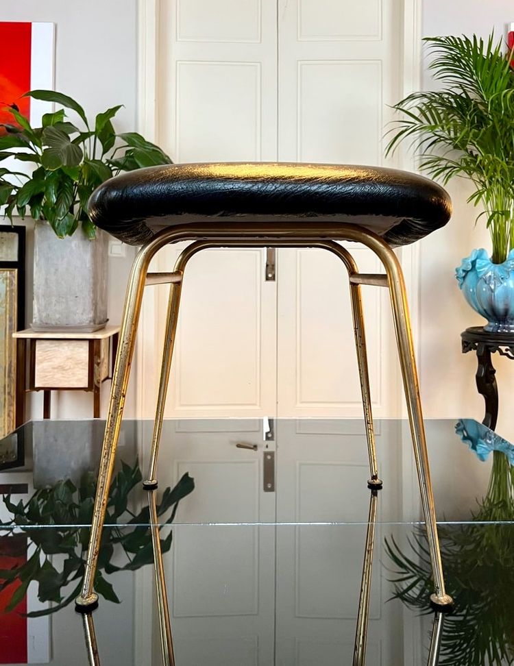 Vintage Leatherette Stool - similar to Louis Sognot 1950