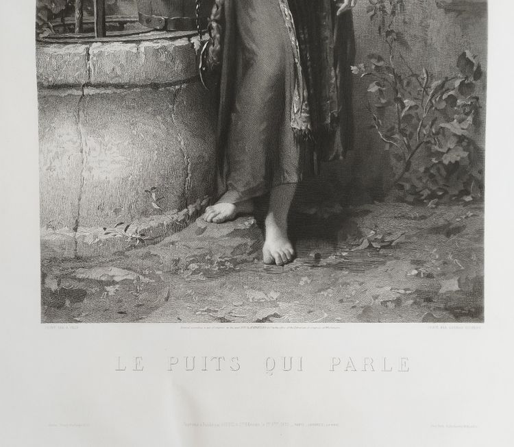 Gravure Ancienne d'Après A. Vely Par Herman Eichens Le Puits Qui Parle